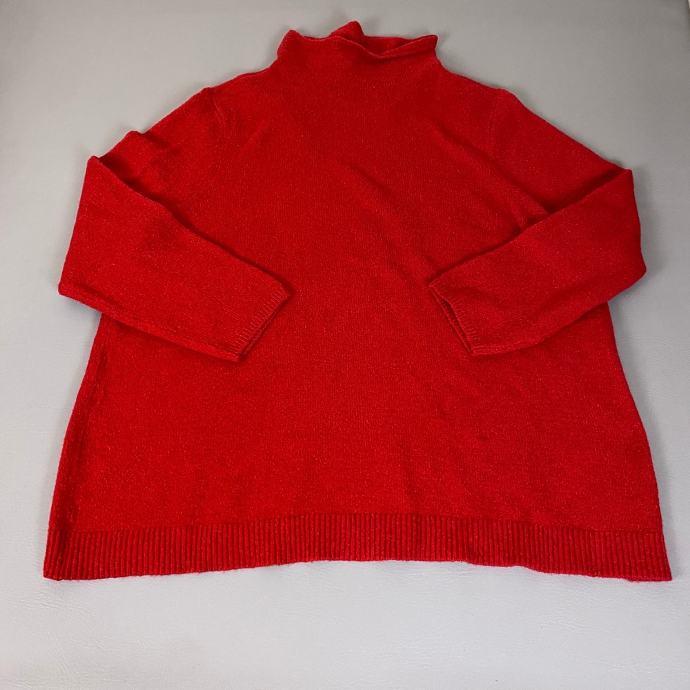 J.Jill Pullover Sweater Womens Size 4X Red Mock Neck Textured Cotton Wool Blend